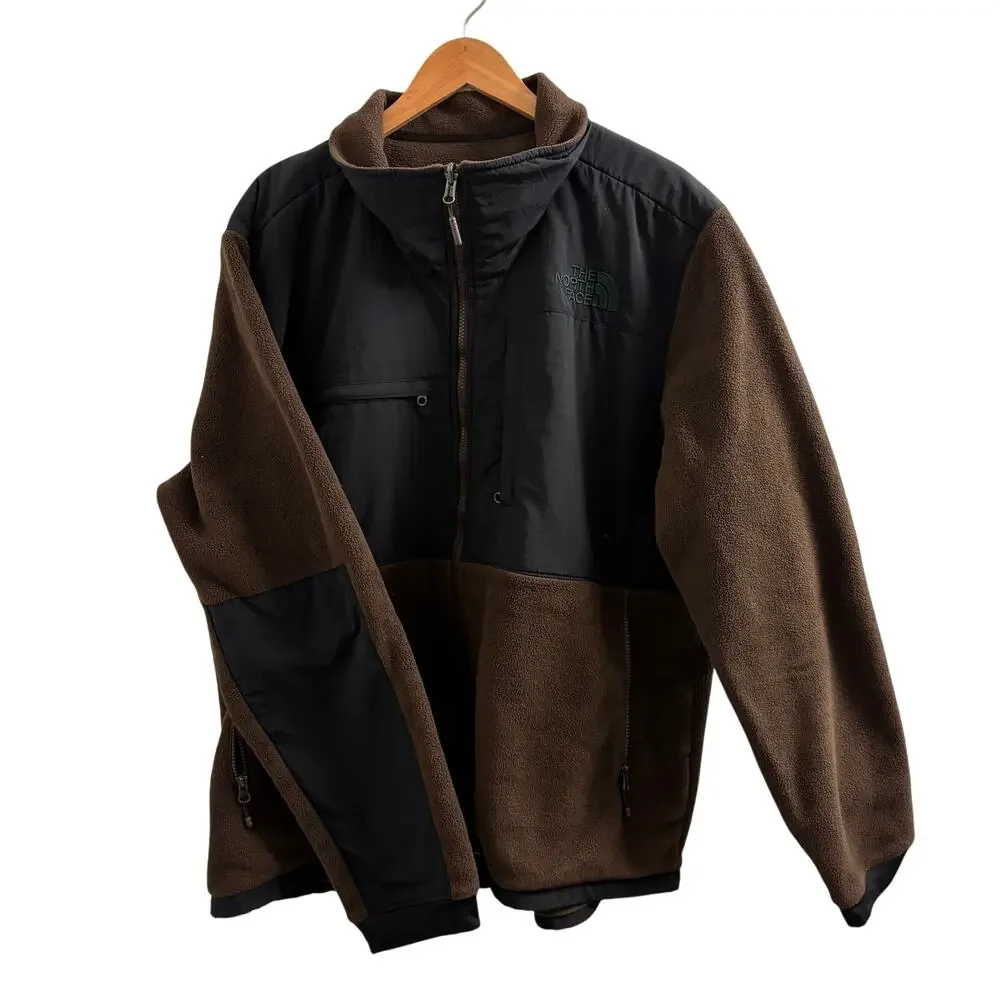The North Face Brown and Black Denali Jacket Full Zip Up